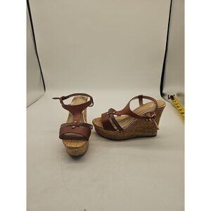 Extreme 90s Eddie Marc Chunky Platform Wedge Peep Toe Slingback Shoes Sz 8